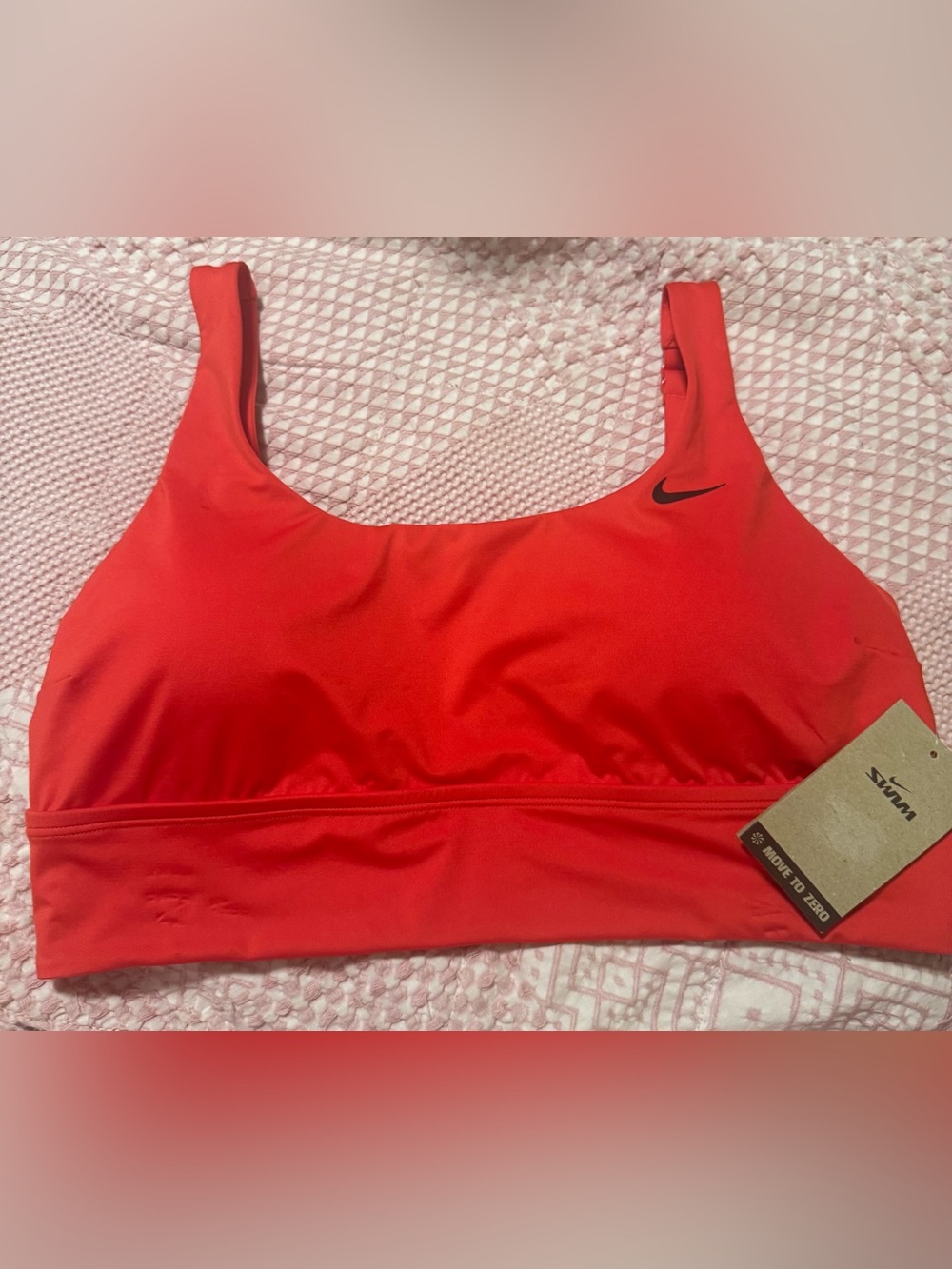 Women's Nike Essential Scoopneck Midkini Swim Top Nike Size XL NWT Red